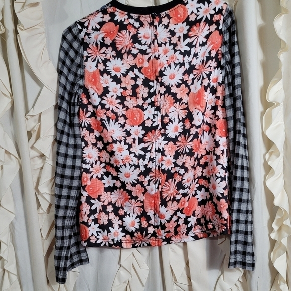 McQ Alexander McQueen Floral Plaid Hybrid Top Shirt 40 or US 4 Wool Viscose - Picture 4 of 11